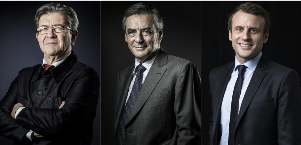 Jean-Luc Mélenchon, François Fillon, Emmanuel Macron.
