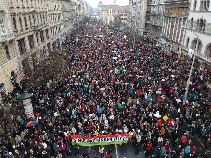 Kép: Demonstráció Budapesten, A molinó mindenek előtt - Kétfarkú Kutyapárt, 2018 március 15.