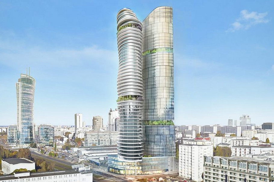 A vezető képen a varsói Srebrna vállalat birtokán tervezett két felhőkarcoló látványképét tekinthetik meg. A kép forrása: Instagram, Gazeta Wyborcza.