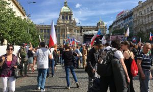 A Szuverén Nemzetek Európája Elnevezésű Tüntetésen A Cseh Rendőrség Szerint Mindössze Hatszázan Vettek Részt. Fotó: Átlátszó.
