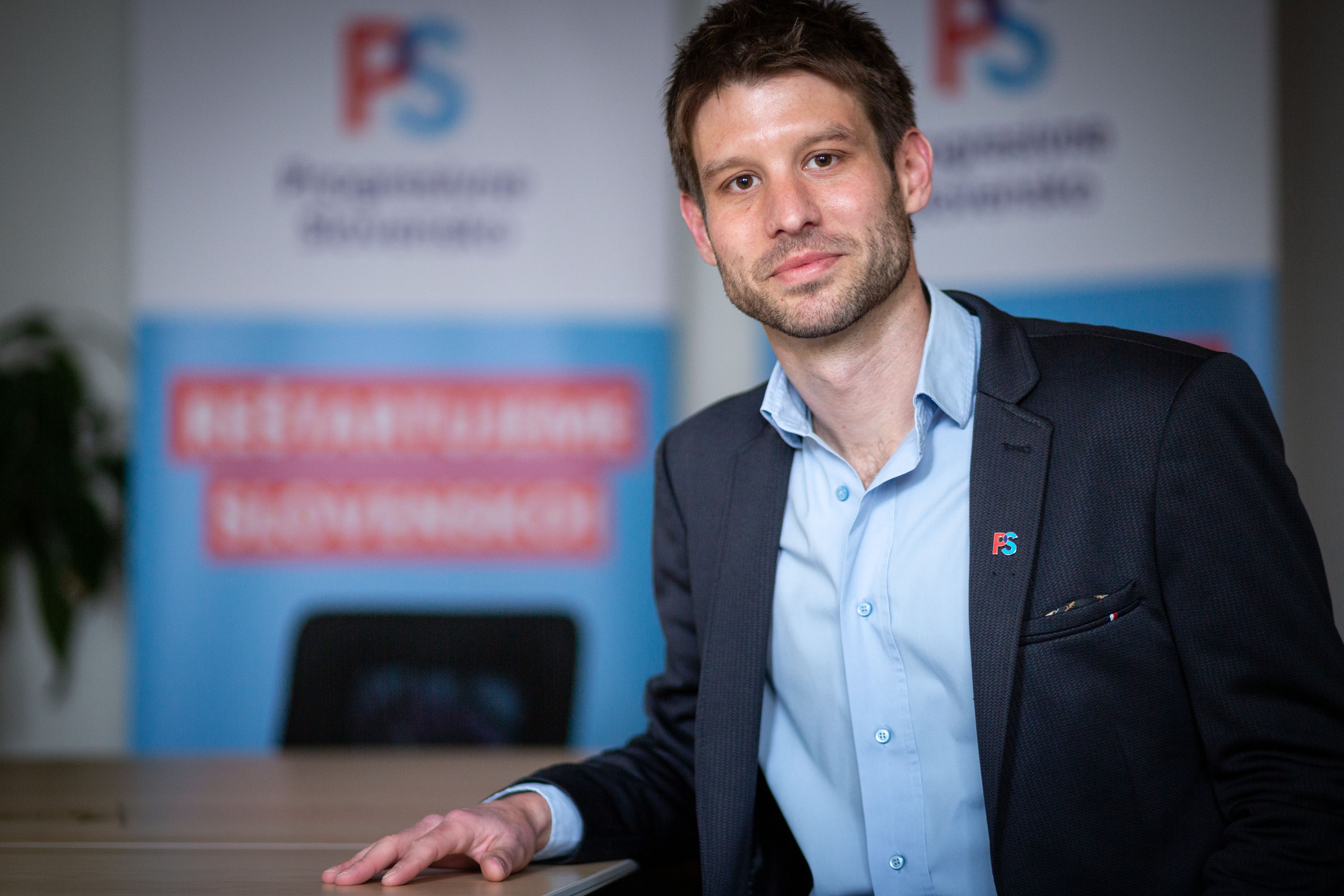 Michal Šimečka, a Progresszív Szlovákia-Spolu közös lista listavezetője. Fotó: Denník N, Tomáš Benedikovič